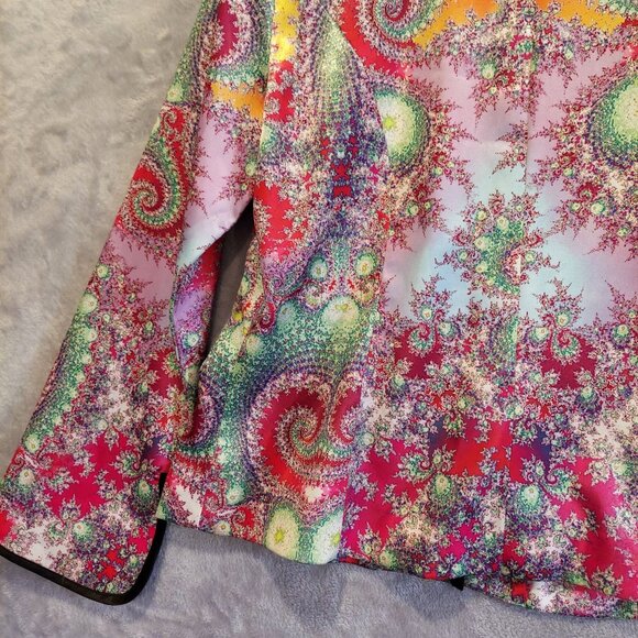 Mesmerize jacket woems L satin oriental formal colorful Party Bold mandarin fun - Picture 9 of 16